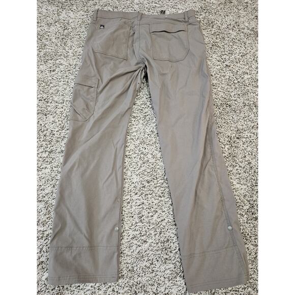 PrAna Zion Pants Mens Size 36 Beige Belted Nylon Stretch Hiking Vented - Picture 2 of 10